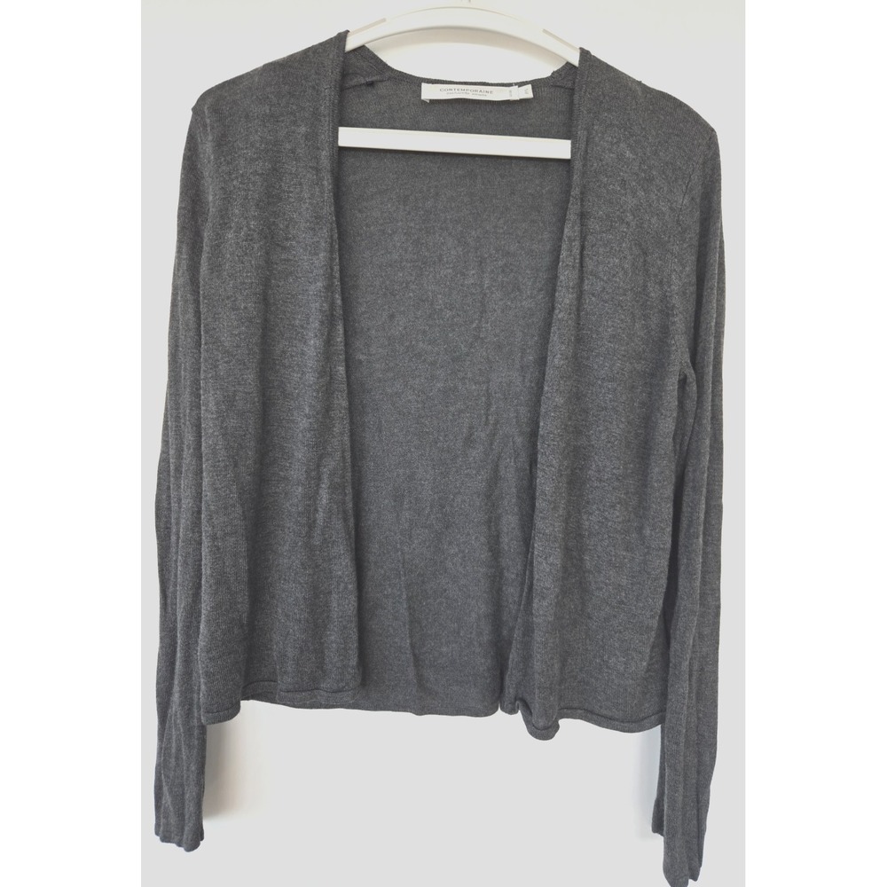 Contemporaine Exclusivite Simons Grey Open Front Cardigan Sweater Sz S Minimal